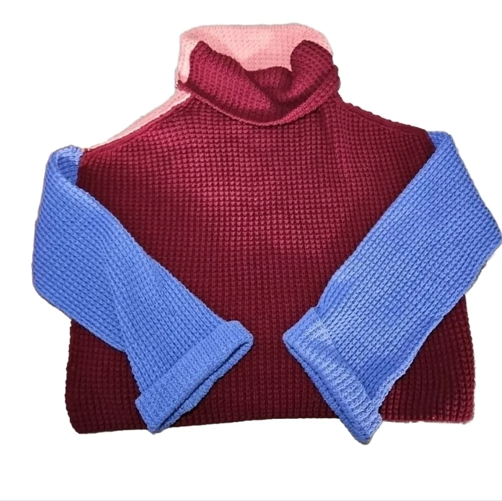 Free People Womens Park City Oversized Chunky Colorblock Sweater S